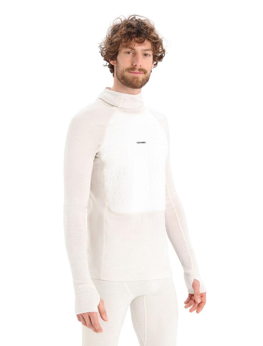 Ecru Heather Icebreaker ZoneKnit™ Merino Insulated Long Sleeve Hoodie Men's Base Layers | AU 1328FDNM